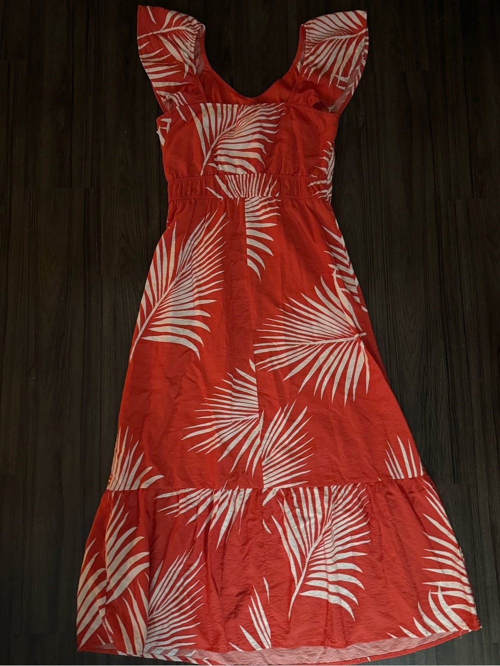 Naif Tropical Print Retro Tiki Flutter Sleeve Maxi Dress Sz L - Picture 10 of 15